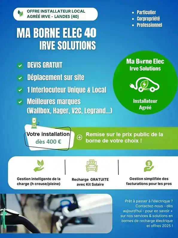 meilleur prix offre installation IRVE en borne de recharge électrique à Capbreton
